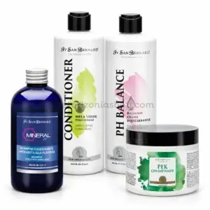 Pack quita nudos Iv San Bernard con champú Mineral H, bálsamo Manzana Verde, Pek Conditioner y PH Balance
