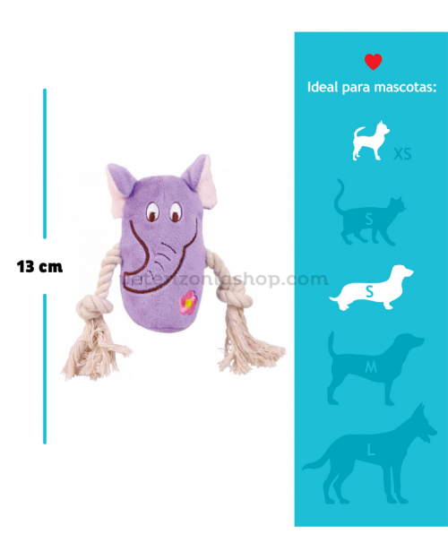 Juguete para Perro Cachorro Peluche Cuerda Morado