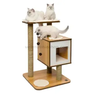 Torre Rascador para Gatos V-Base Nogal Blanco Veterizonia