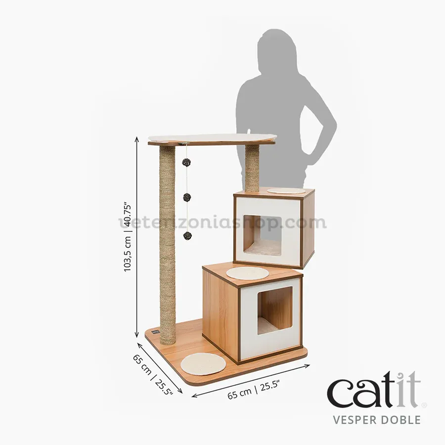 Vesper Doble – Árbol para Gatos | Espacio de Descanso y Juego para Varios Gatos-1