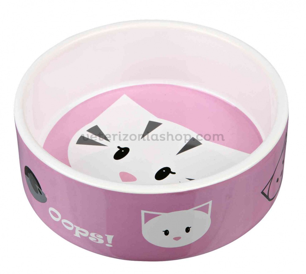 comedero-bebedero ceramica rosa gatos