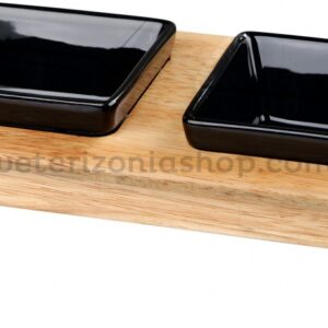 comedero doble ceramica gatos perros negro