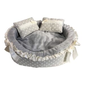 Cama Perro Gato Prince Gris Lunares