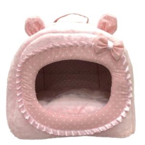 Iglú Cueva Orejas Rosa Lunares para Perro y Gato