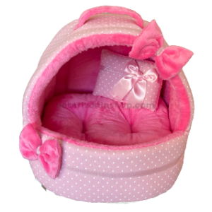 Iglú Perro Gato Rosa Lunares y Fresa