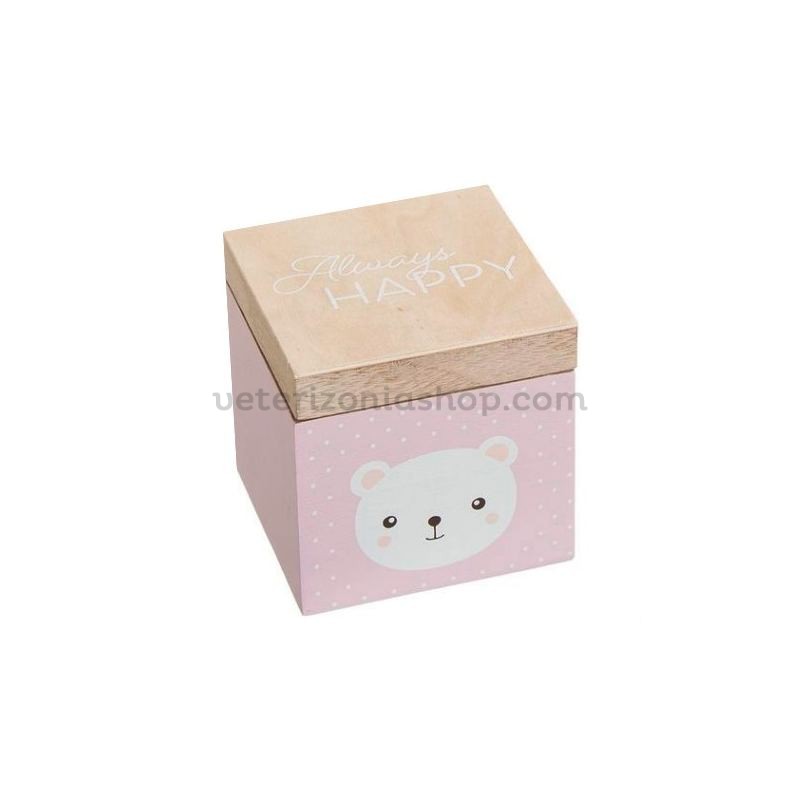 Mini Caja de Madera Teddy Pink