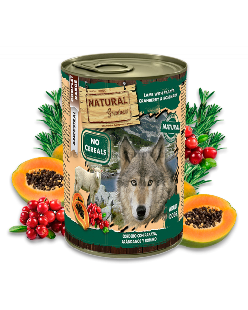 comida humeda perro cordero papaya natural greatness