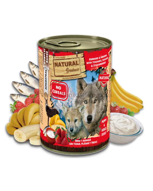 comida humeda perros reno arenque natural greatness
