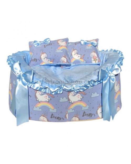 Cama Desenfundable Princess Unicornios Azul para Perro