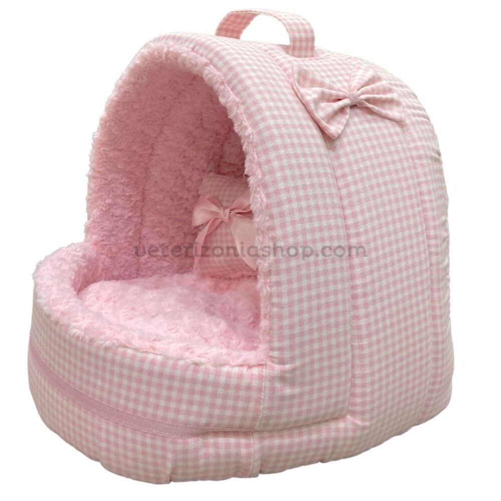 cueva-iglú-para-perro-gato-vichy-rosa-veterizoniashop-1
