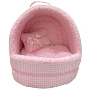 cueva-iglú-para-perro-gato-vichy-rosa-veterizoniashop
