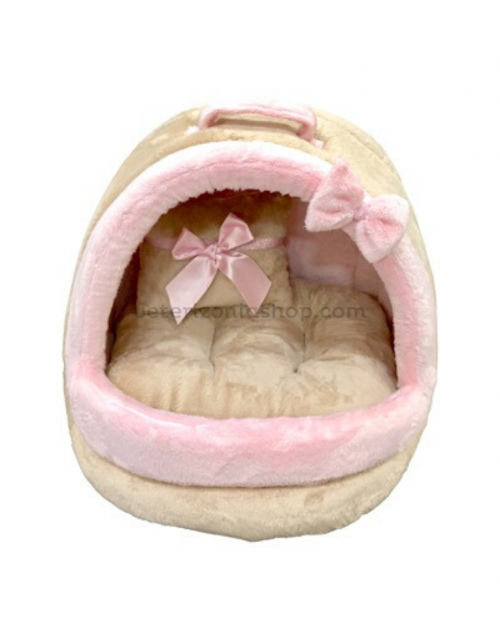 cueva iglú perro gato beige rosa