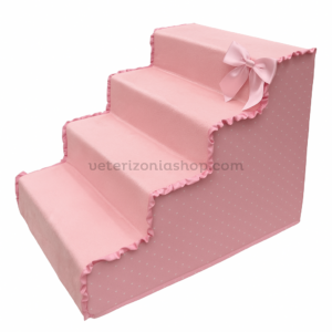 Escaleras para Perros Desenfundable Mini Polkadots Rosa 4 Peldaños