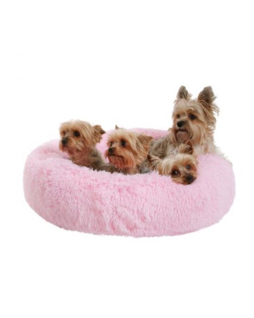 Cama Donut de peluche para Perro Gato Rosa