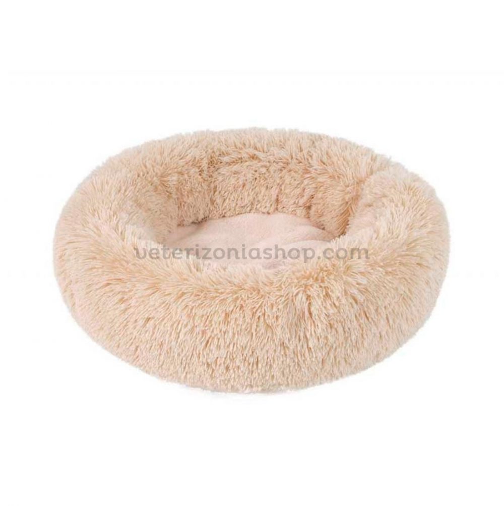 Cama Donut de peluche para Perro Gato Beige