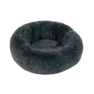 Cama Donut Perro Gato Gris Peluche