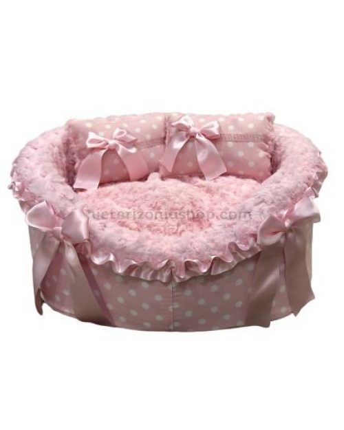 Cama para Perro Gato Princess Rosa Lunares