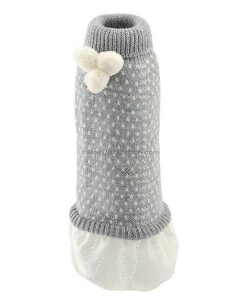 Suéter Vestido para perro Pompones grsi