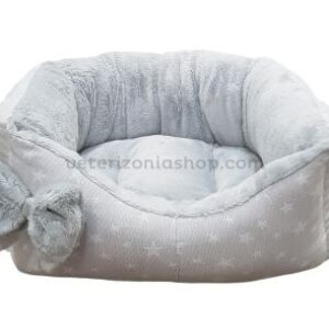 Cama Perro Gato Estrellas Gris