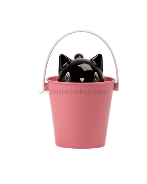 contenedor pienso gatos rosa negro