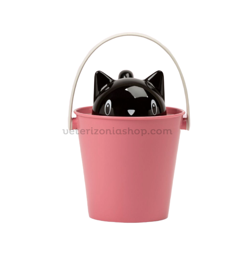 contenedor pienso gatos rosa negro