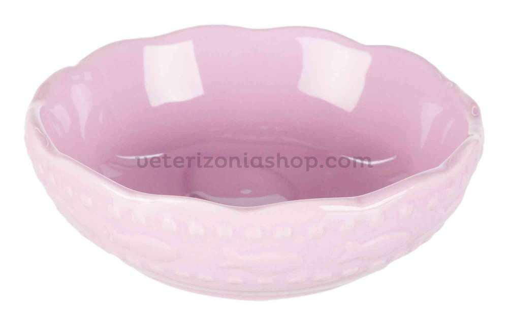 comedero ceramica gatos rosa pececitos