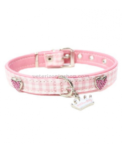 collar perro vichy rosa piedras corazon