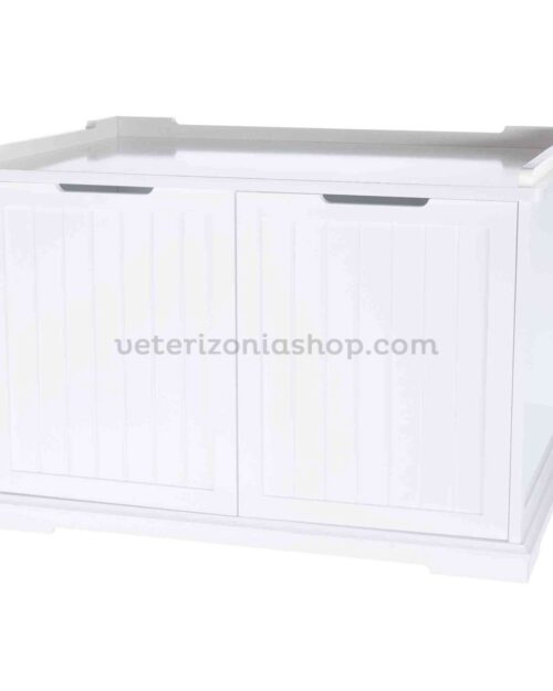 mueble arenero bandeja gatos madera blanco