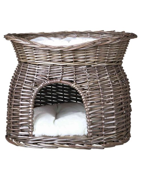 cueva mimbre para gatos gris