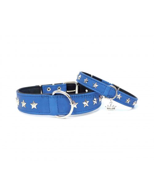 collar perro estrellas azul