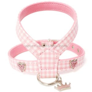 arnés-para-perro-pequeño-vichy-corazones-rosas