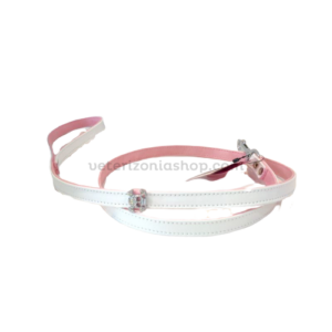 correa perro calavera rosa blanco