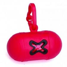 porta bolsas perro mini rojo