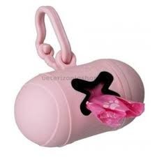 porta bolsas perro rosa