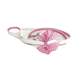 correa perro blanco rosa lazo vichy
