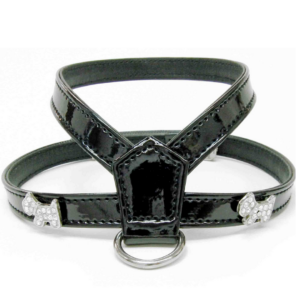arnés para perro terrier charol negro
