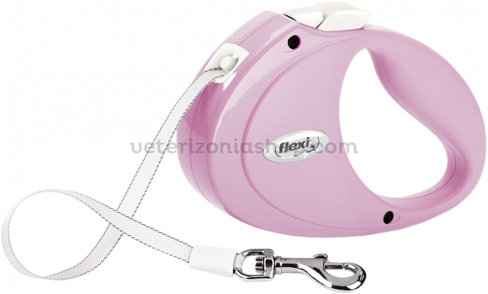 Flexi® Correa Extensible Cinta New Classic Rosada - QMASCOTAS