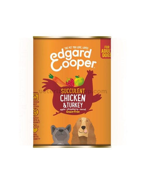 Alimento húmedo Pollo y Pavo para perros Edgard Cooper, 400grs