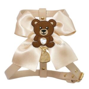 teddy-on-bow-harness-cookie-ecoleather-gold-veterizonia