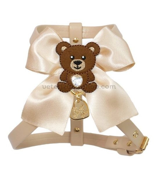 teddy-on-bow-harness-cookie-ecoleather-gold-veterizonia