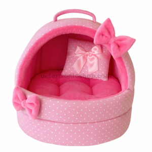 Cueva Iglú Rosa Lunares y Fresa para Perro y Gato