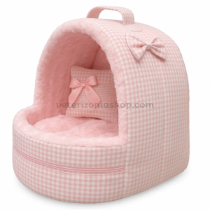Cueva Iglú Rosa Vichy para Perro y Gato