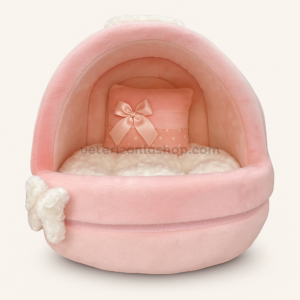 Cueva Iglú Rosa chicle Blanco para Perro y Gato