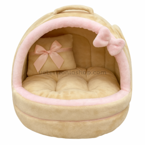 Cueva iglú Beige Rosa para Perro y Gato