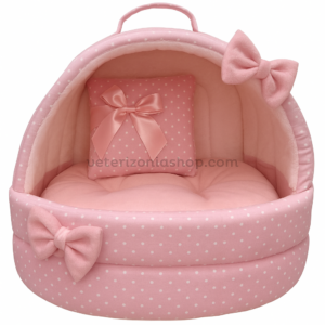 Iglú Perro Gato Rosa Lunares