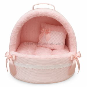 Cueva iglú Rosa Mini Rayas para Perro y Gato