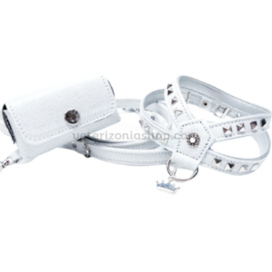 conjunto-arnes.-correa-portabolsas-gris-claro-piedra -blanca-estilfordog