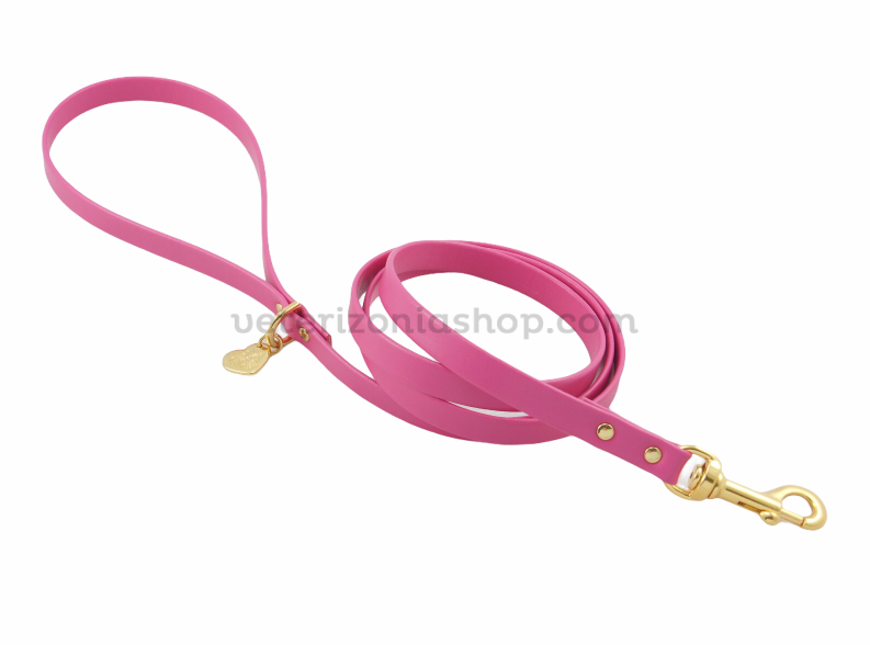 Correa Perro Fucsia Gold Ecopiel Oro Piccoli Pets