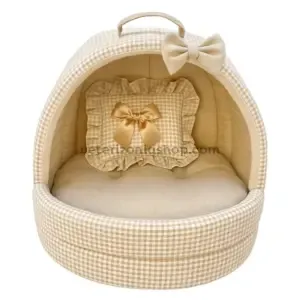 Cama-Iglú Vichy Beige para Perros y Gatos