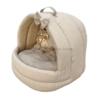 Cama-Iglú Vichy Beige para Perros y Gatos